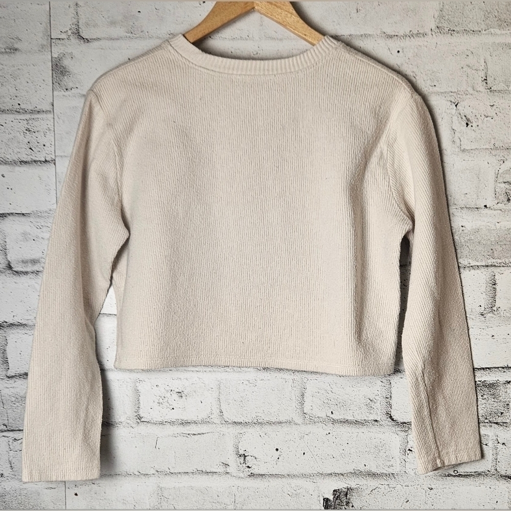 Zara Cream Ribbed Cropped Sweater - Picture 2 of 7